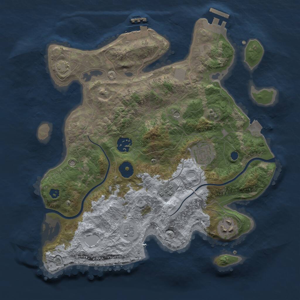 Rust Map: Procedural Map, Size: 3000, Seed: 10834, 10 Monuments