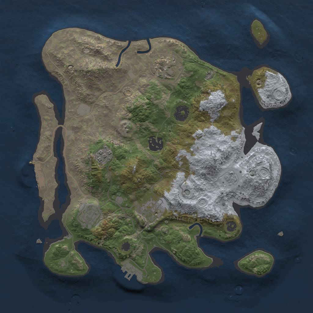 Rust Map: Procedural Map, Size: 3000, Seed: 22207, 12 Monuments