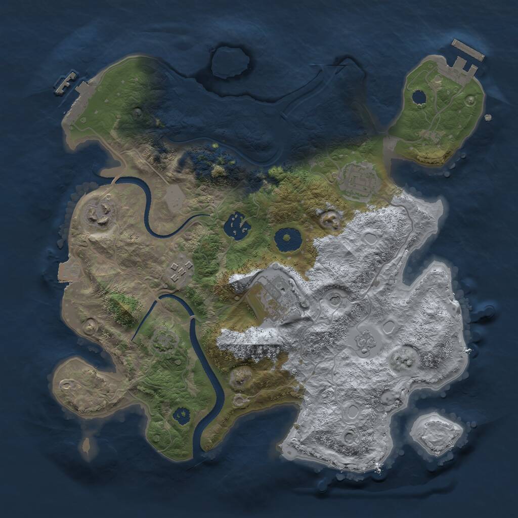 Rust Map: Procedural Map, Size: 3000, Seed: 2087119184, 11 Monuments