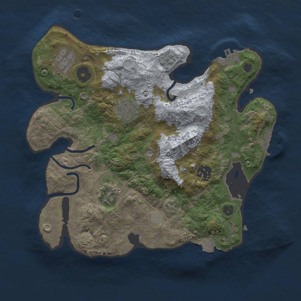 Rust Map: Procedural Map, Size: 3000, Seed: 4901, 12 Monuments