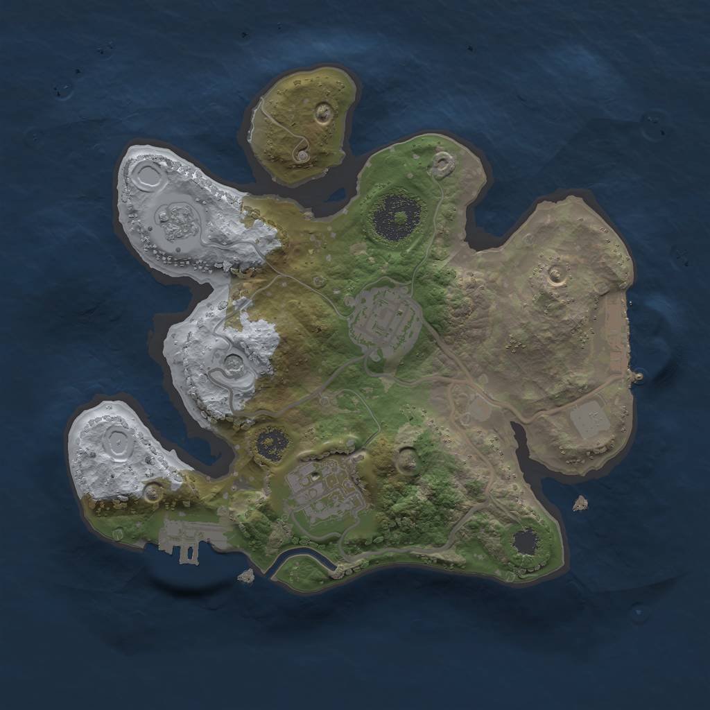Rust Map: Procedural Map, Size: 2300, Seed: 1154068262, 9 Monuments