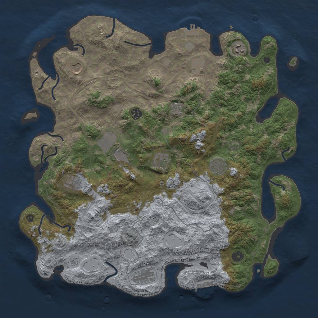 Rust Map: Procedural Map, Size: 4250, Seed: 25376872, 17 Monuments