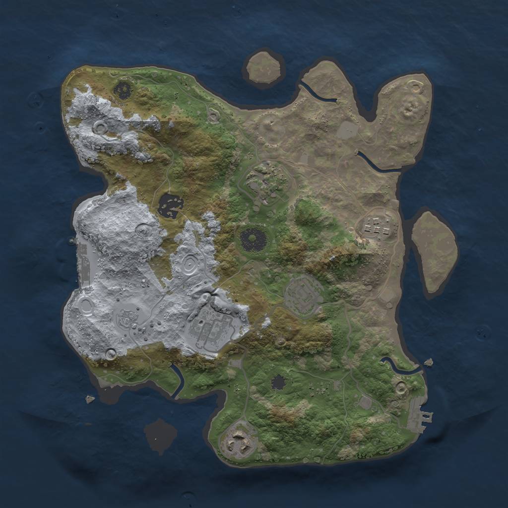 Rust Map: Procedural Map, Size: 3000, Seed: 16802, 12 Monuments