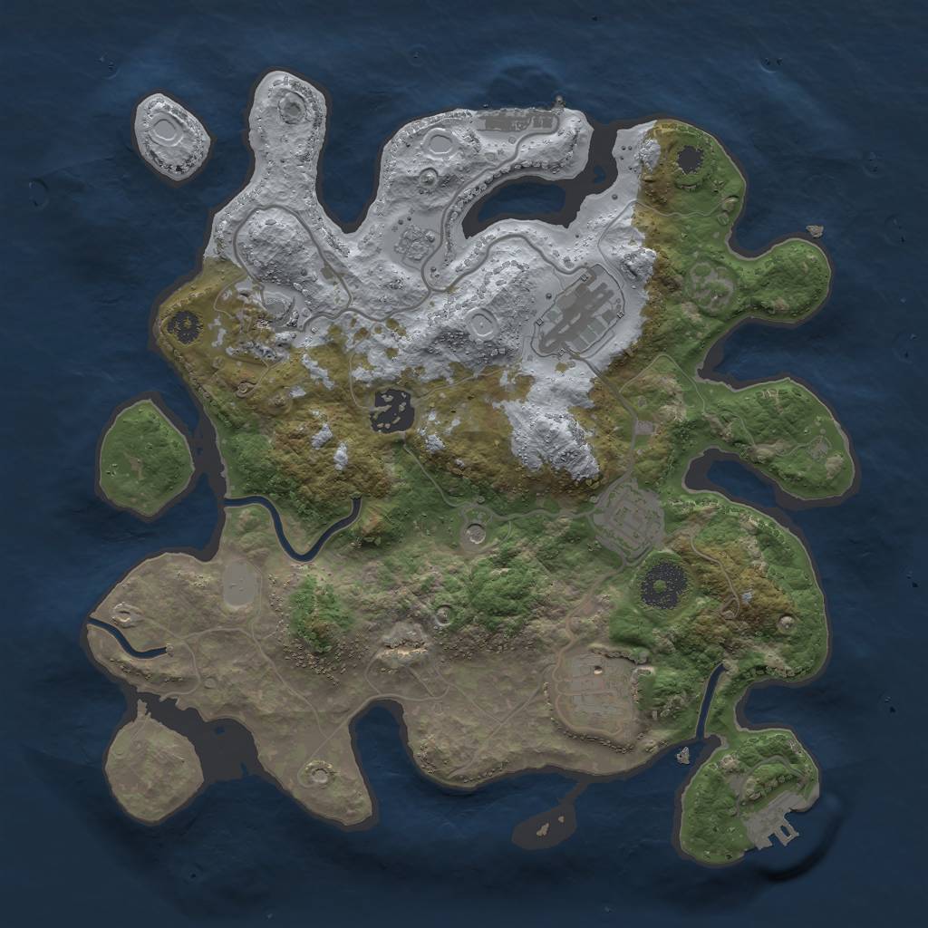 Rust Map: Procedural Map, Size: 3000, Seed: 19403, 12 Monuments