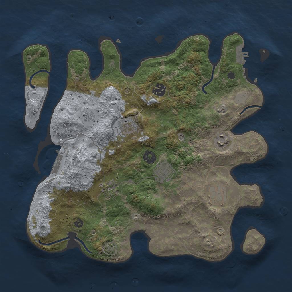 Rust Map: Procedural Map, Size: 3300, Seed: 737218045, 14 Monuments