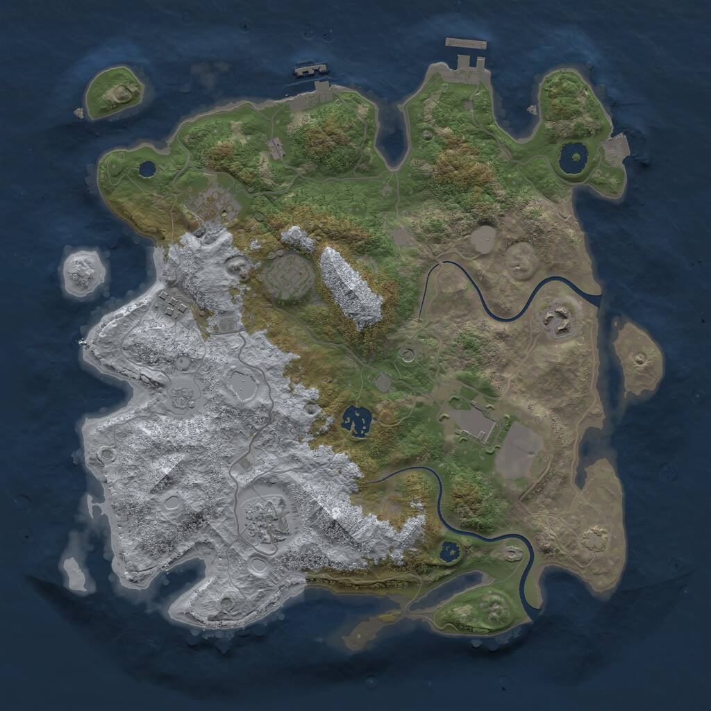 Rust Map: Procedural Map, Size: 3500, Seed: 6977219, 13 Monuments