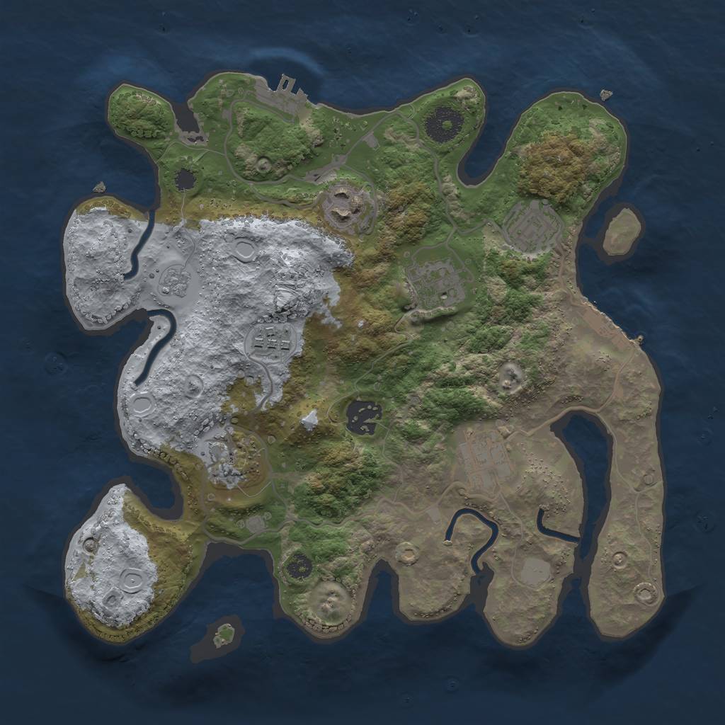 Rust Map: Procedural Map, Size: 3000, Seed: 1000374, 13 Monuments