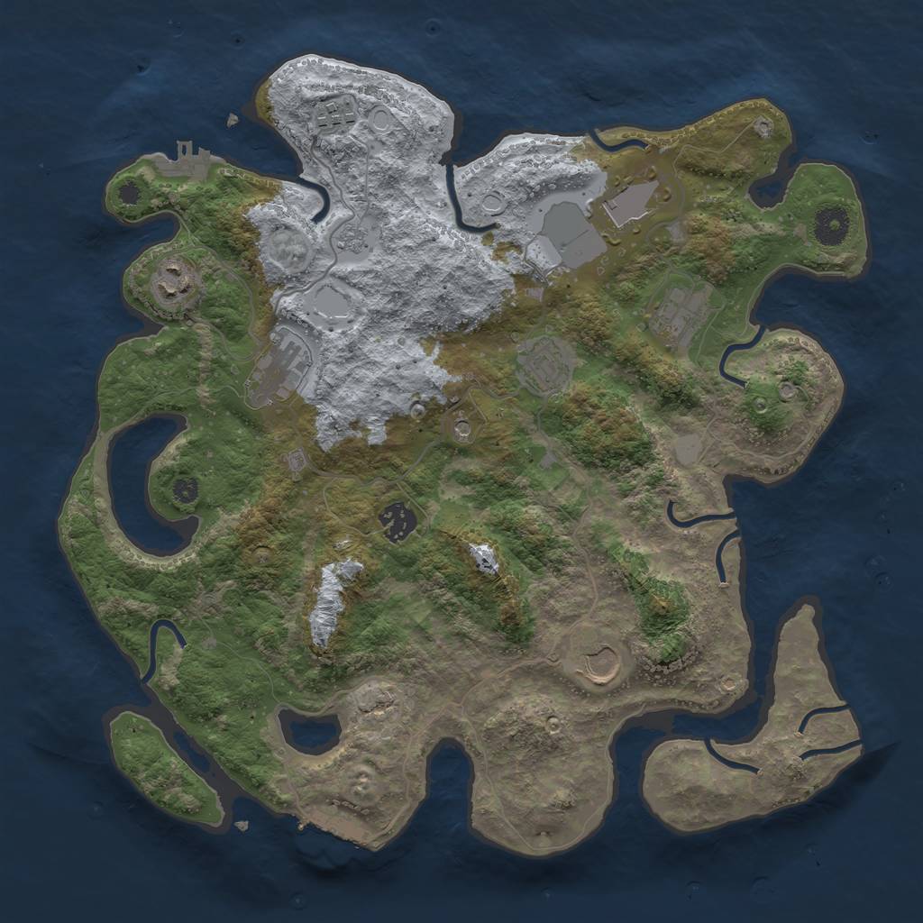 Rust Map: Procedural Map, Size: 3700, Seed: 766502171, 15 Monuments