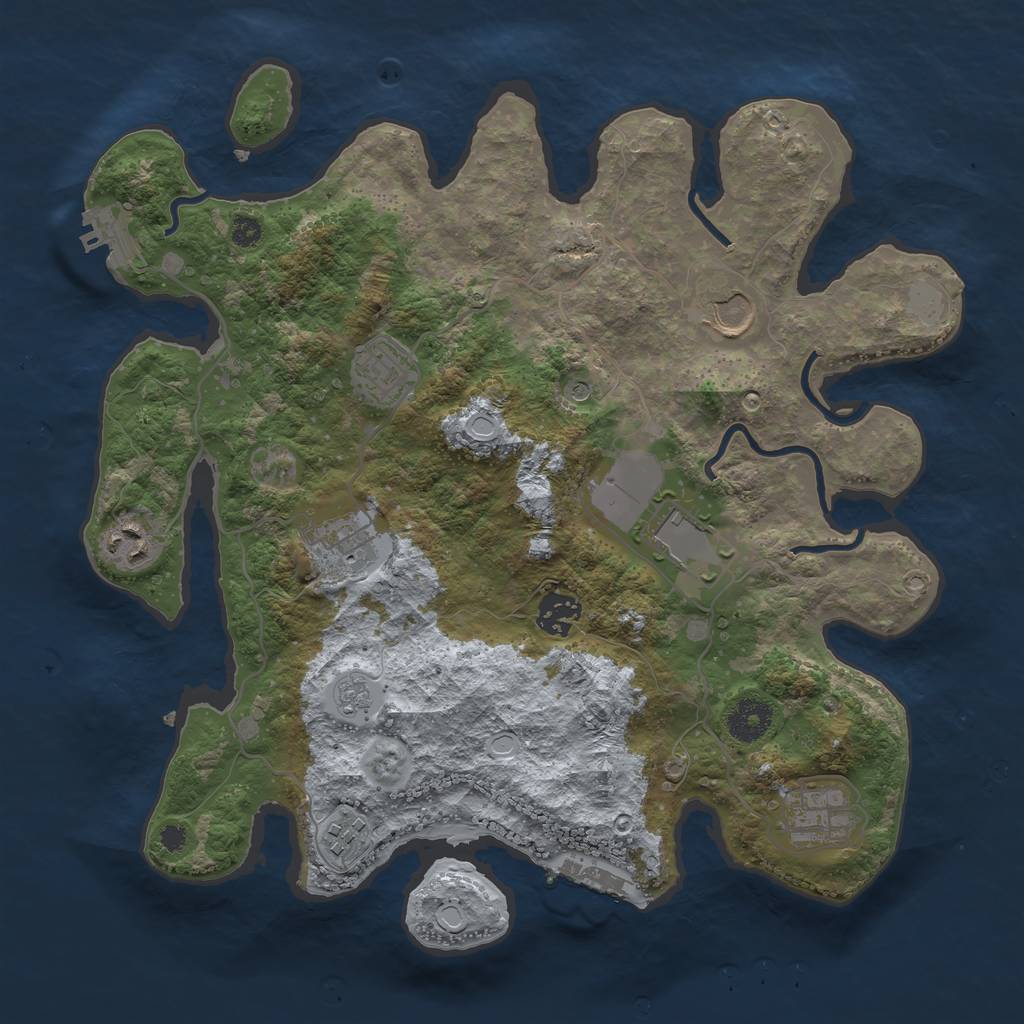 Rust Map: Procedural Map, Size: 3500, Seed: 691520599, 15 Monuments