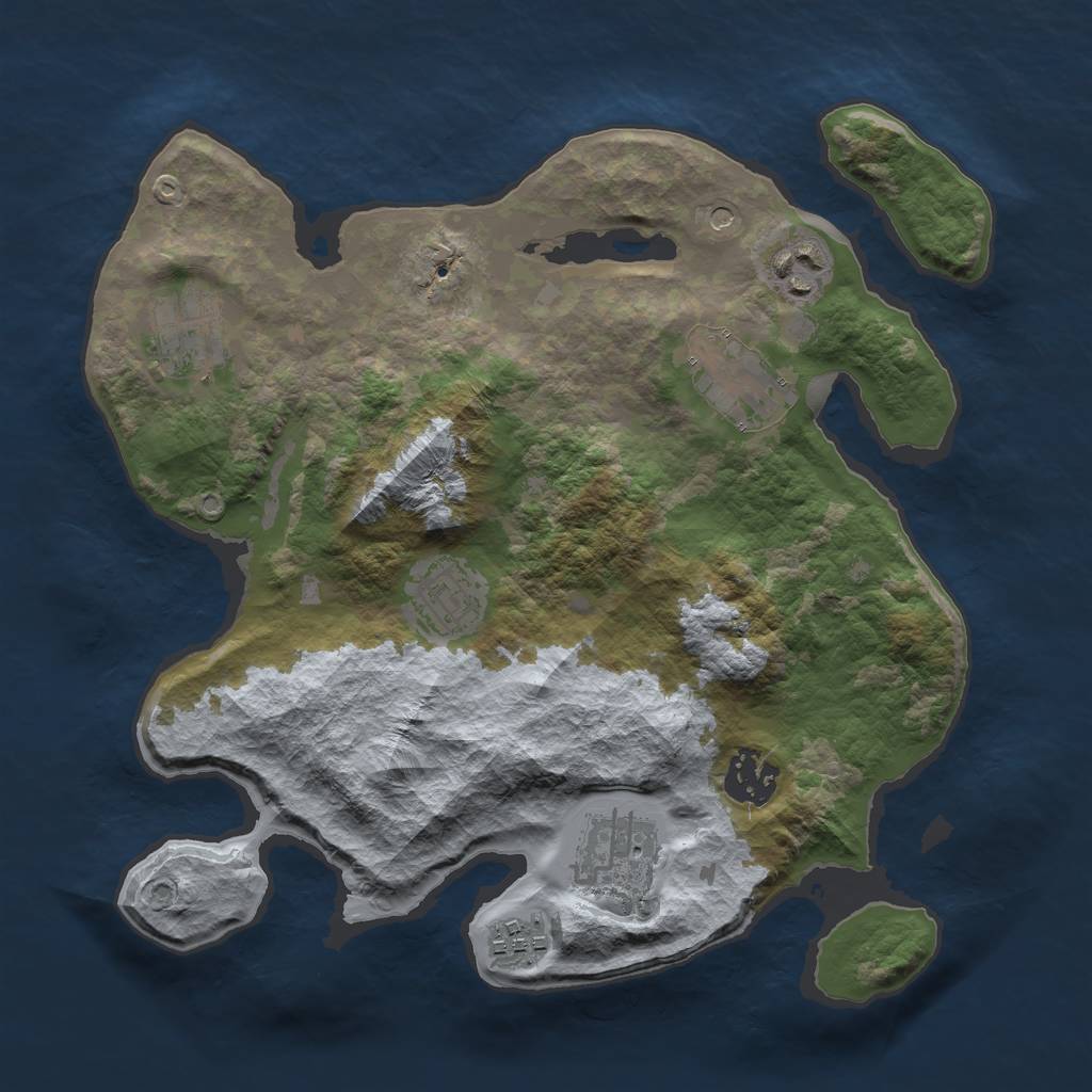 Rust Map: Barren, Size: 3000, Seed: 28679, 10 Monuments