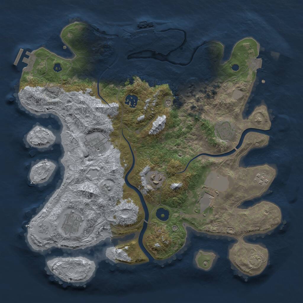 Rust Map: Procedural Map, Size: 3500, Seed: 904395371, 13 Monuments