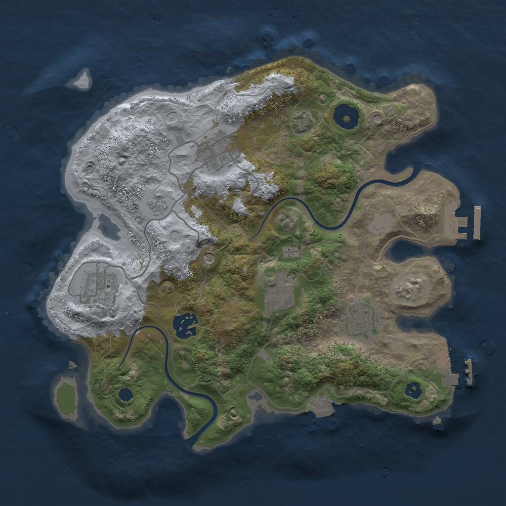 Rust Map: Procedural Map, Size: 3000, Seed: 429345268, 11 Monuments