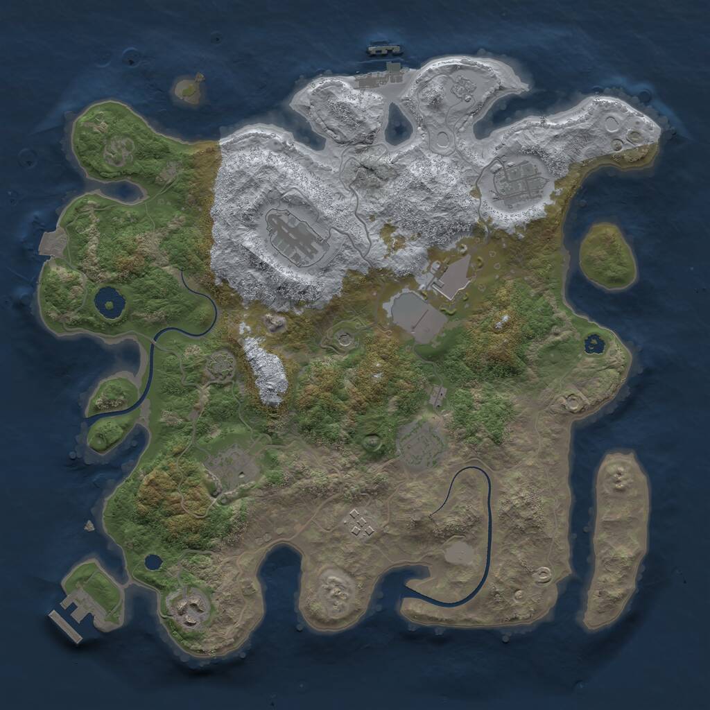 Rust Map: Procedural Map, Size: 3502, Seed: 1, 13 Monuments