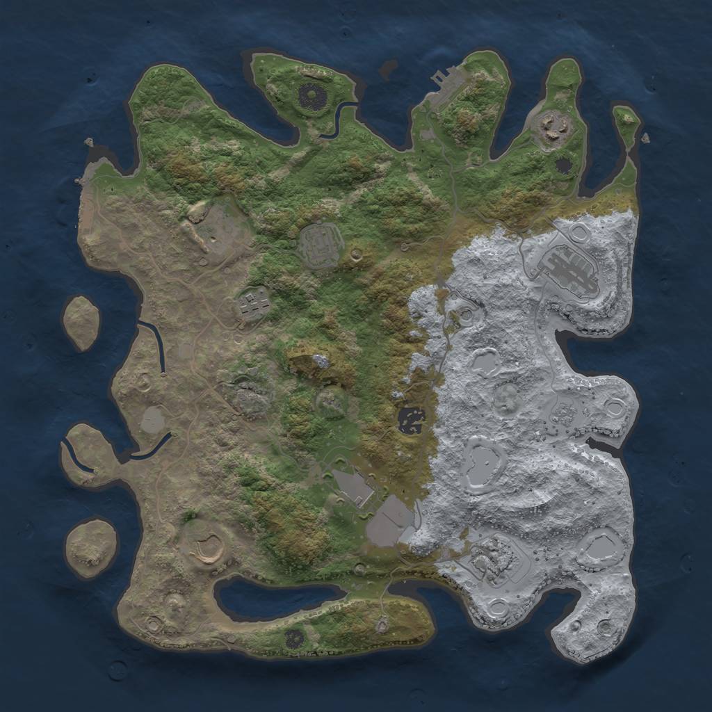 Rust Map: Procedural Map, Size: 3700, Seed: 6210, 16 Monuments