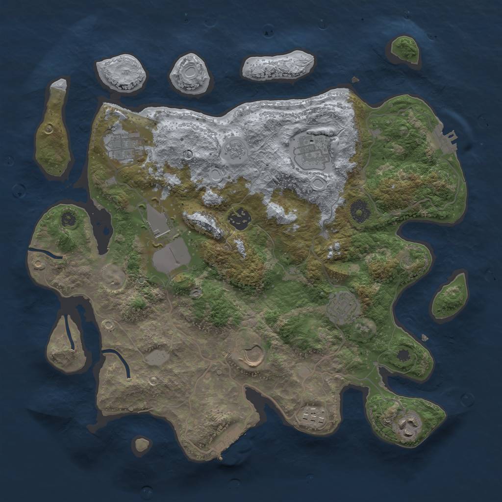 Rust Map: Procedural Map, Size: 3500, Seed: 83429933, 14 Monuments
