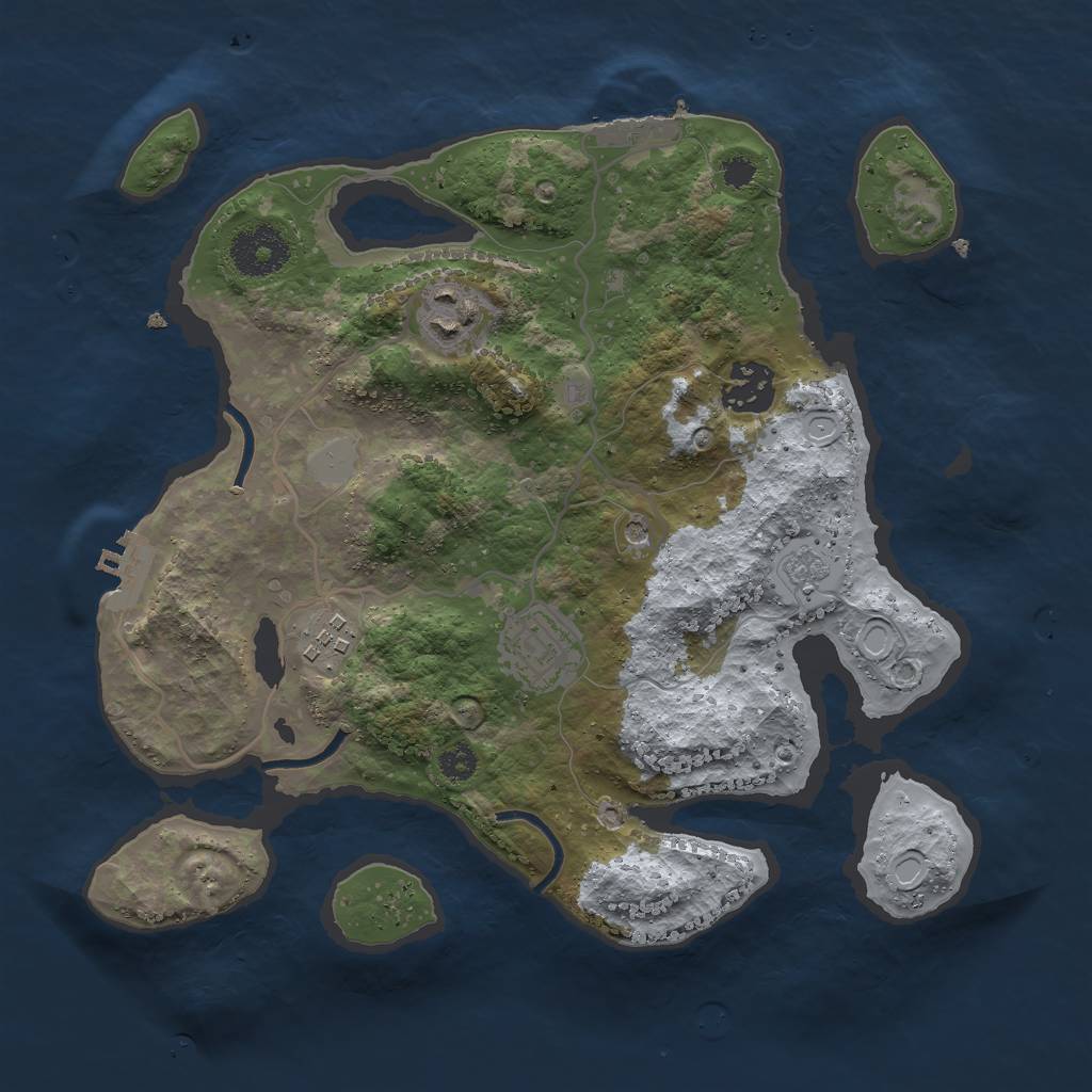 Rust Map: Procedural Map, Size: 3000, Seed: 846501397, 11 Monuments