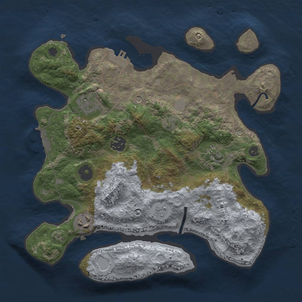 Rust Map: Procedural Map, Size: 3000, Seed: 1950162529, 11 Monuments