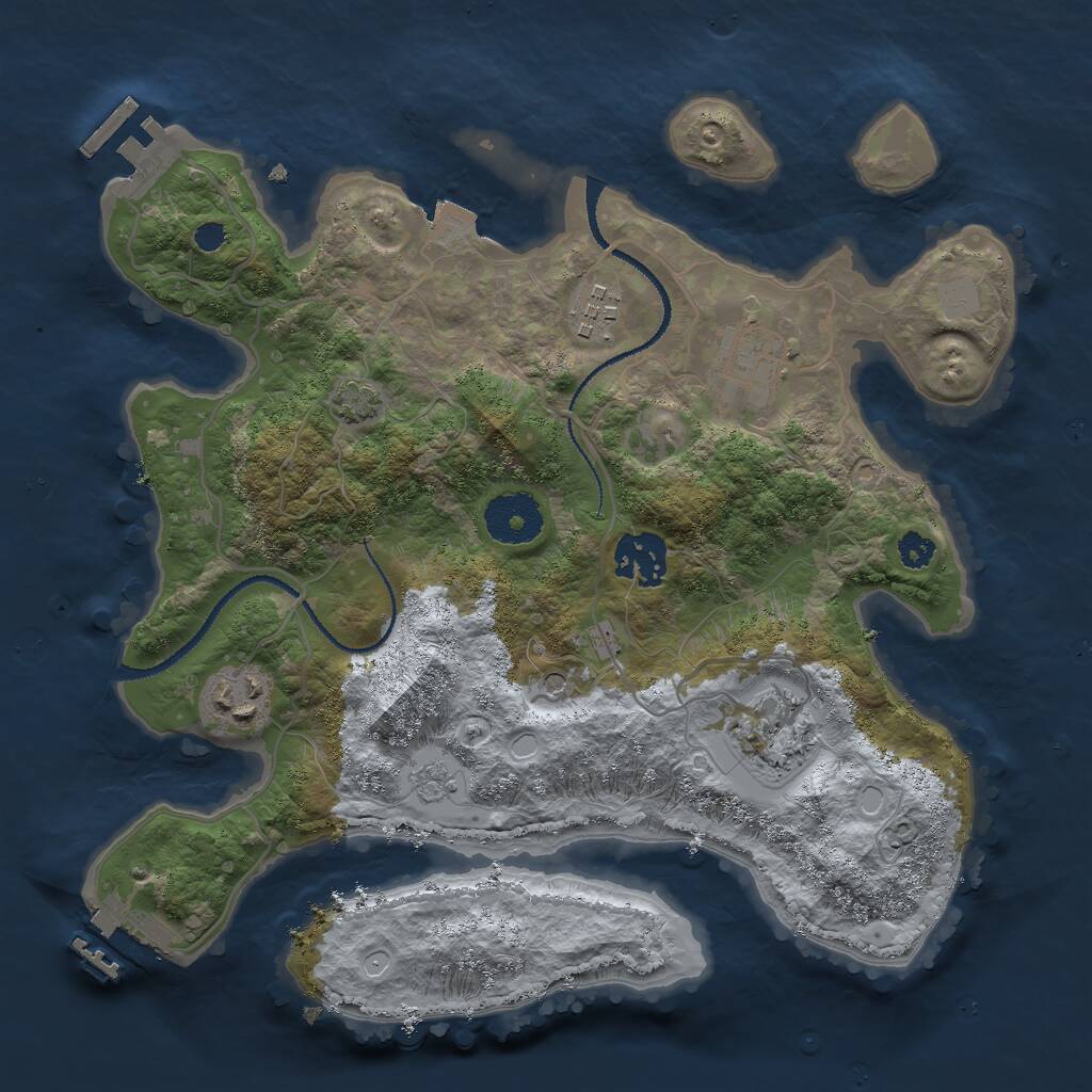 Rust Map: Procedural Map, Size: 3000, Seed: 1950162529, 11 Monuments