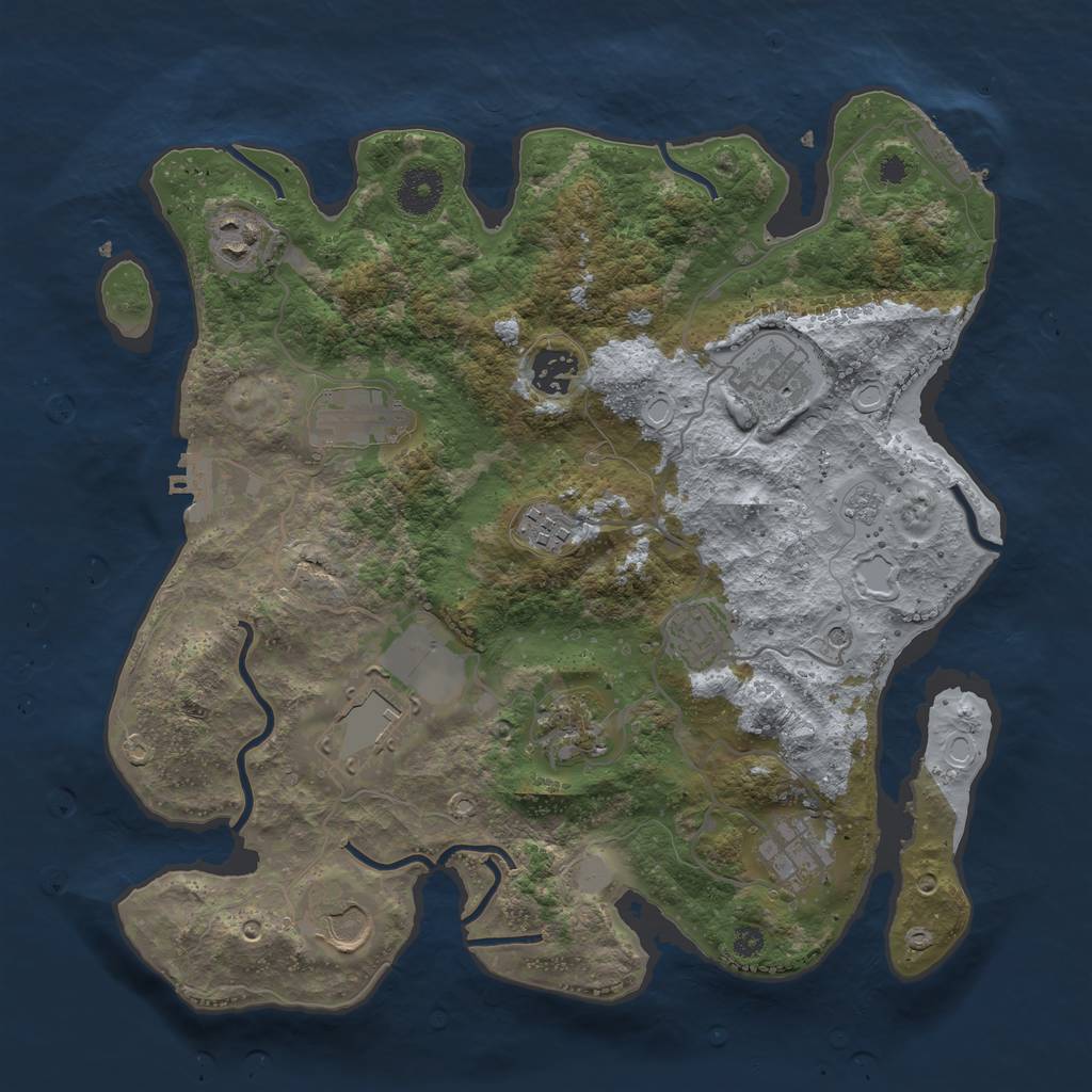Rust Map: Procedural Map, Size: 3500, Seed: 596729529, 17 Monuments