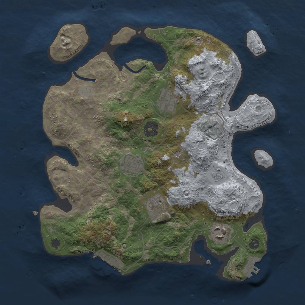 Rust Map: Procedural Map, Size: 3000, Seed: 41348, 11 Monuments