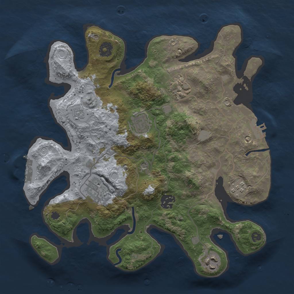 Rust Map: Procedural Map, Size: 3000, Seed: 23543, 13 Monuments