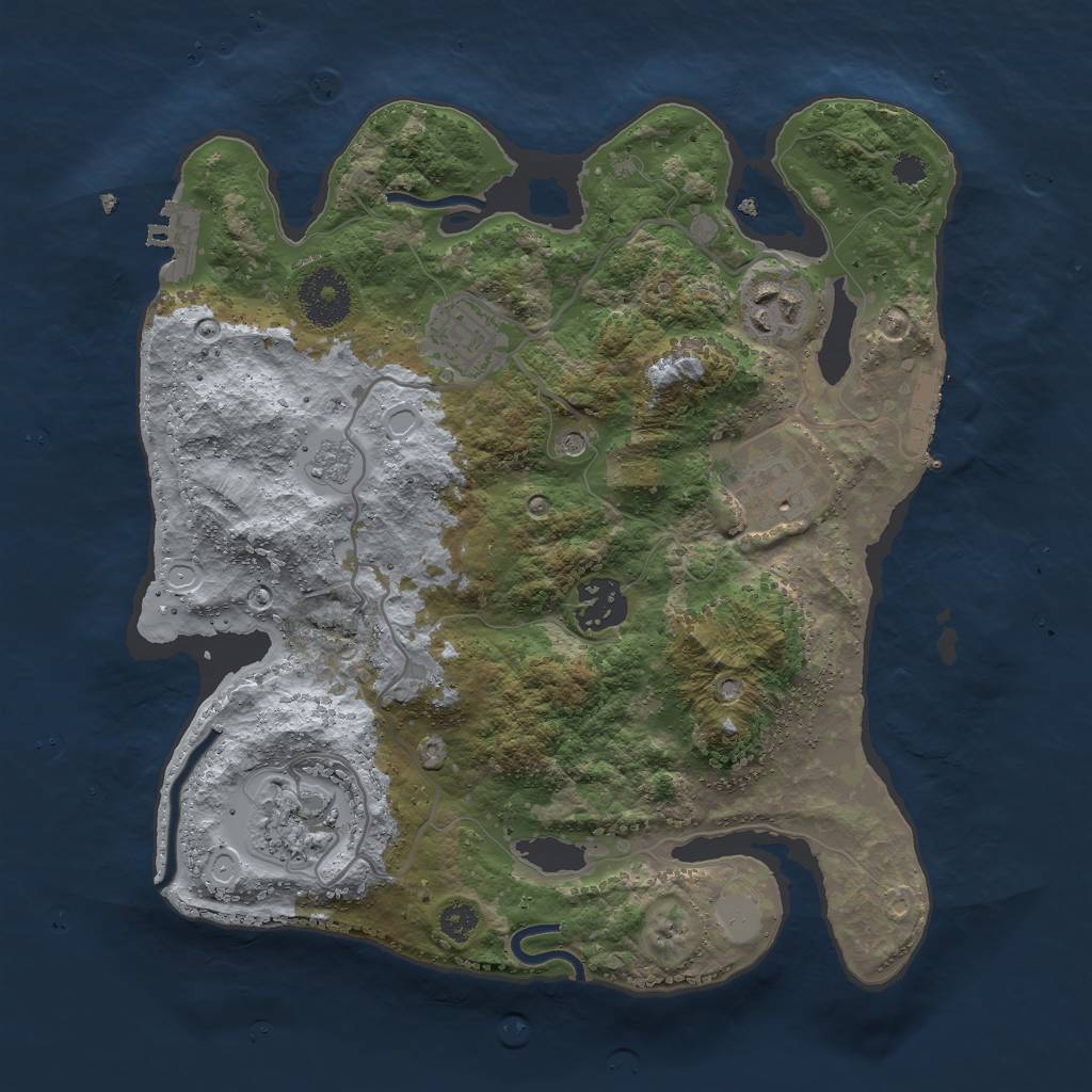 Rust Map: Procedural Map, Size: 3000, Seed: 1179079651, 12 Monuments