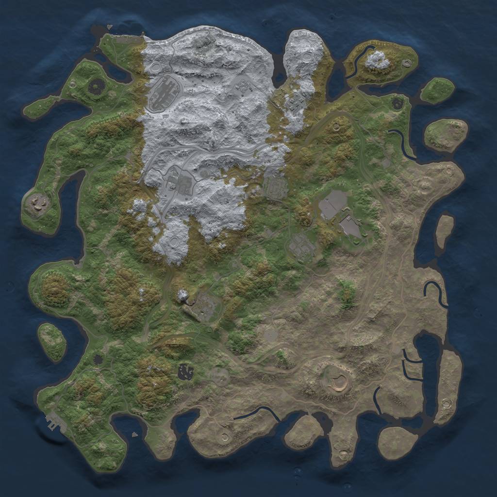 Rust Map: Procedural Map, Size: 4500, Seed: 1389978633, 17 Monuments