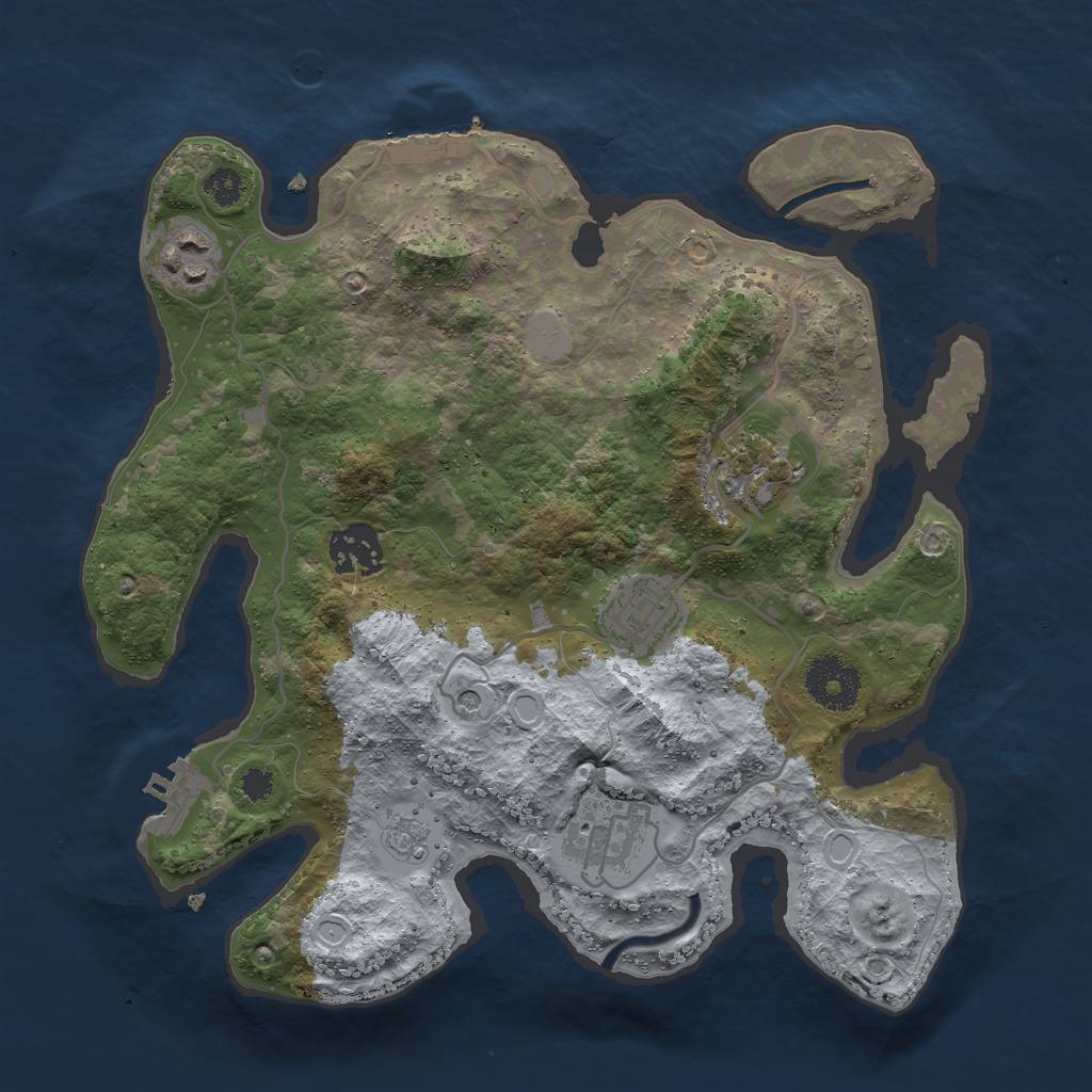 Rust Map: Procedural Map, Size: 3000, Seed: 24995, 12 Monuments