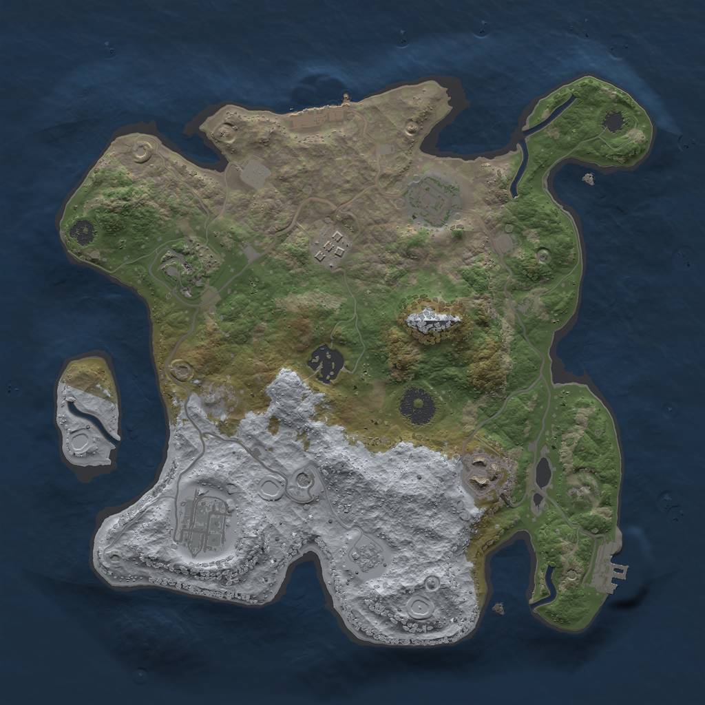 Rust Map: Procedural Map, Size: 3000, Seed: 189002463, 13 Monuments