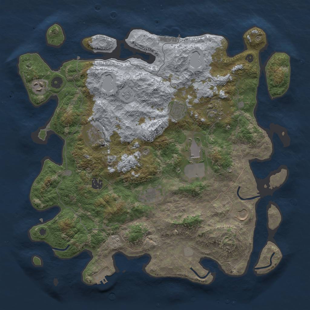 Rust Map: Procedural Map, Size: 4000, Seed: 1569221219, 16 Monuments