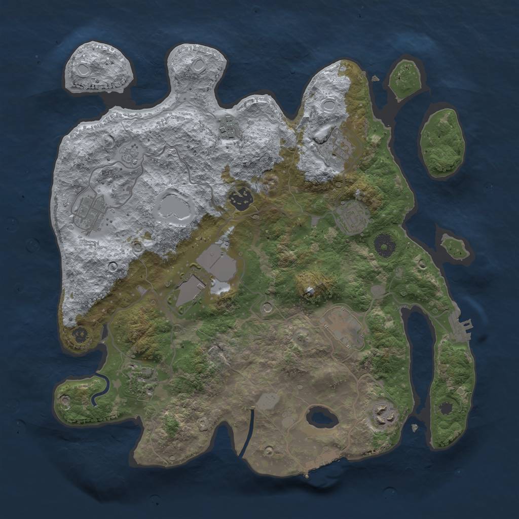 Rust Map: Procedural Map, Size: 3500, Seed: 68228762, 16 Monuments