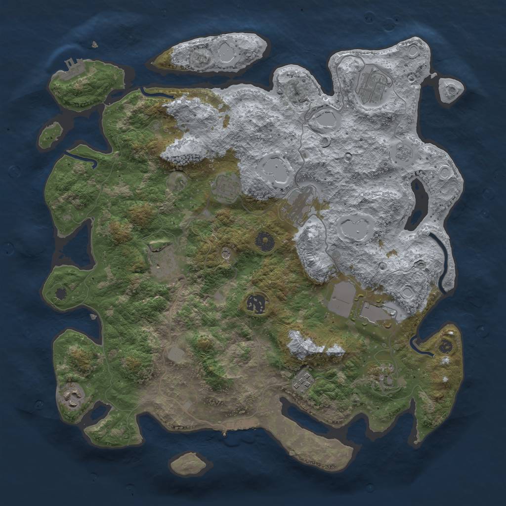 Rust Map: Procedural Map, Size: 3900, Seed: 173828, 16 Monuments