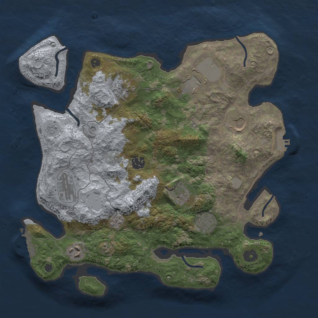 Rust Map: Procedural Map, Size: 3500, Seed: 128775007, 16 Monuments