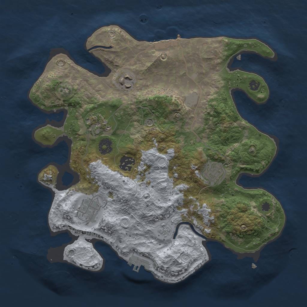 Rust Map: Procedural Map, Size: 3000, Seed: 107002232, 12 Monuments