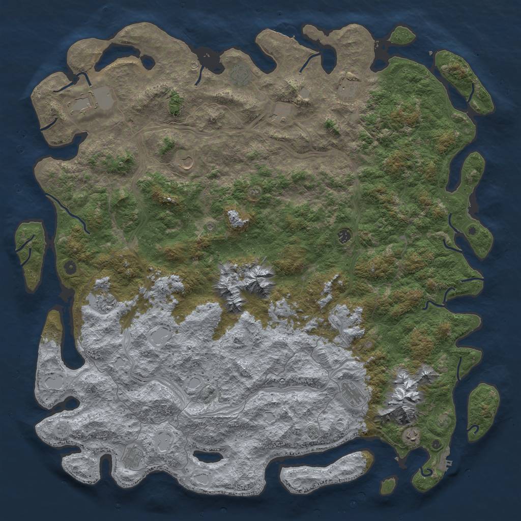 Rust Map: Procedural Map, Size: 6000, Seed: 140000, 18 Monuments