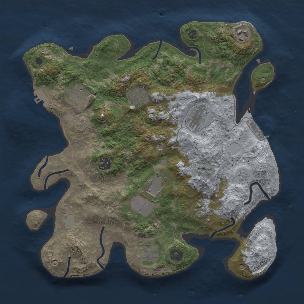 Rust Map: Procedural Map, Size: 3500, Seed: 1262908820, 15 Monuments