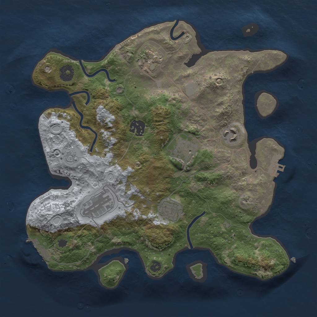 Rust Map: Procedural Map, Size: 3000, Seed: 33954, 12 Monuments