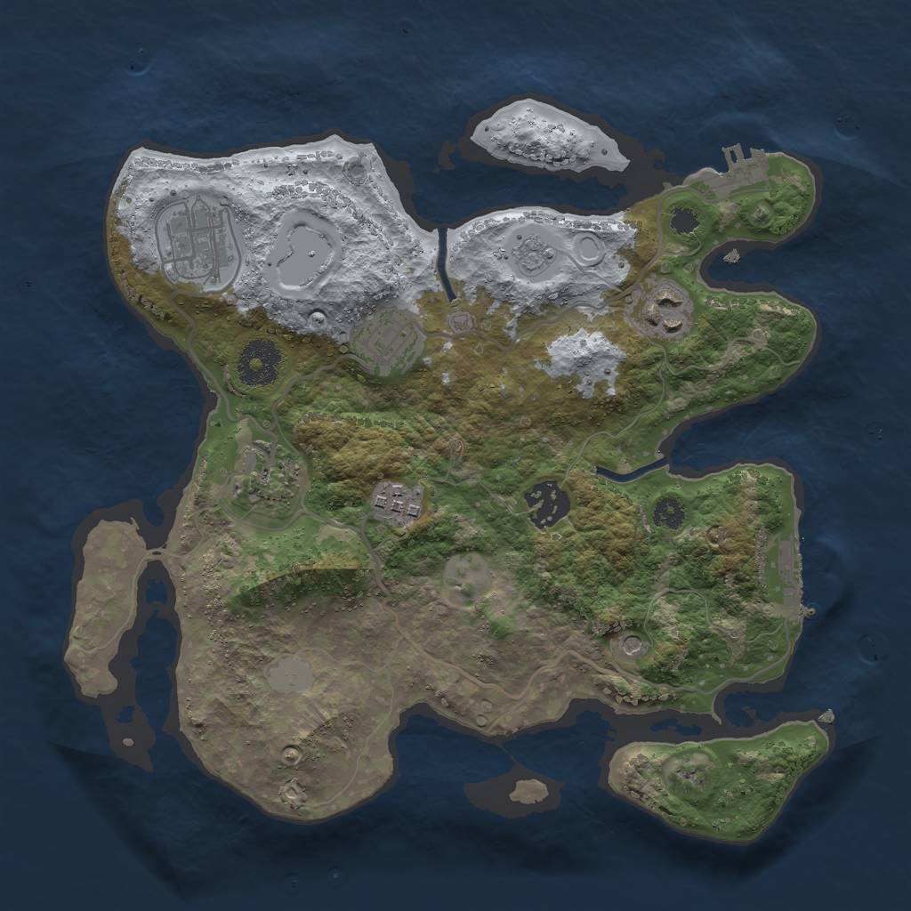 Rust Map: Procedural Map, Size: 3000, Seed: 14908, 13 Monuments