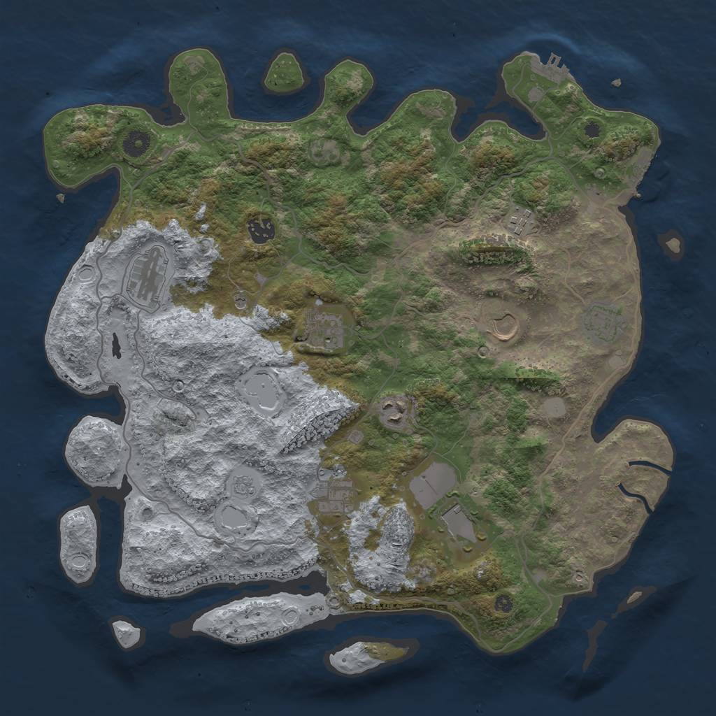 Rust Map: Procedural Map, Size: 4000, Seed: 3846, 16 Monuments