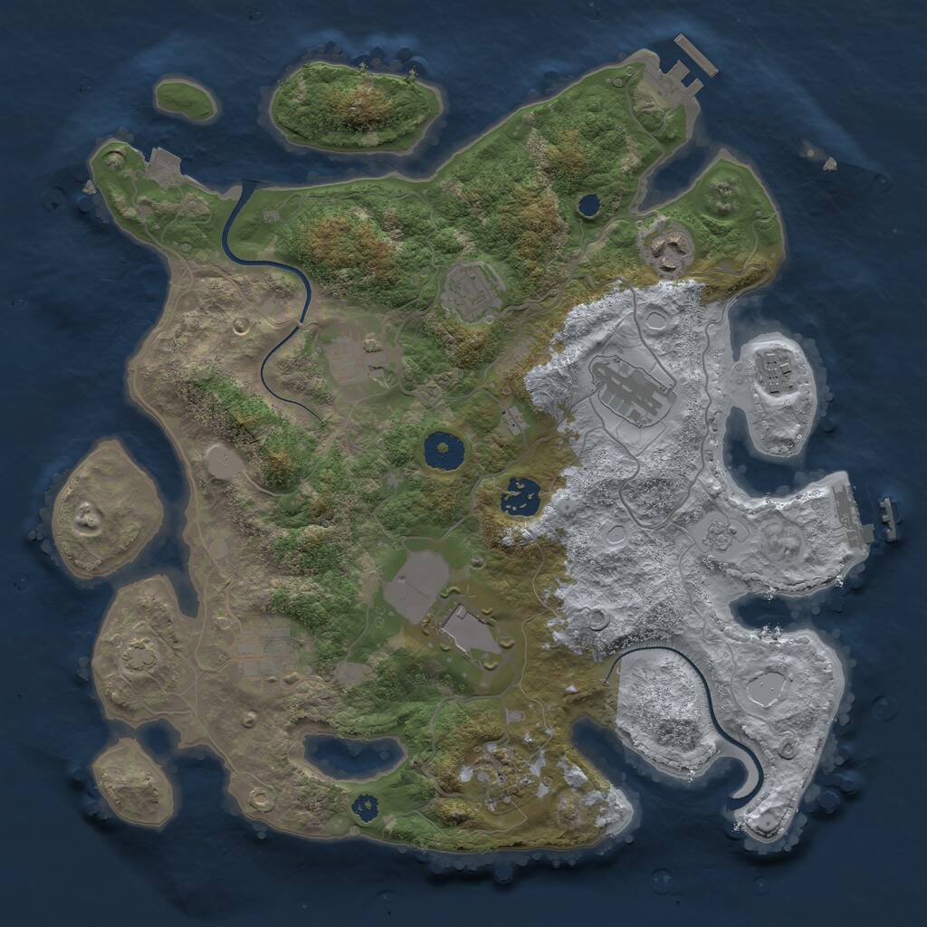 Rust Map: Procedural Map, Size: 3500, Seed: 68856346, 14 Monuments