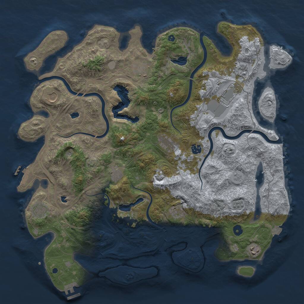 Rust Map: Procedural Map, Size: 4500, Seed: 999332313, 17 Monuments