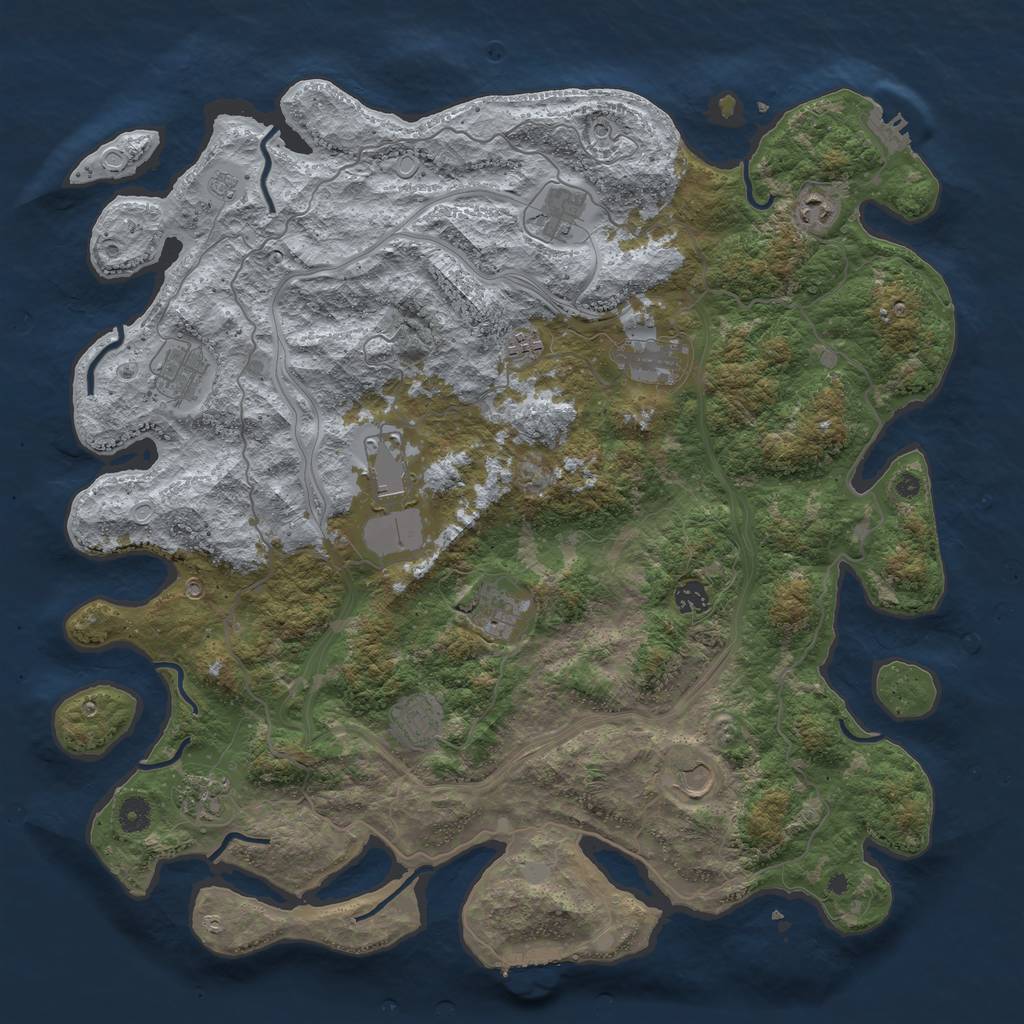 Rust Map: Procedural Map, Size: 4500, Seed: 159761029, 18 Monuments