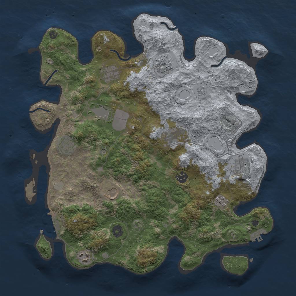 Rust Map: Procedural Map, Size: 3800, Seed: 948781, 17 Monuments