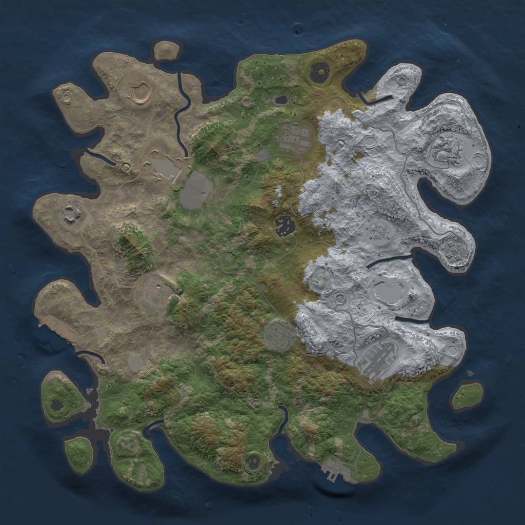 Rust Map: Procedural Map, Size: 3800, Seed: 937381, 17 Monuments