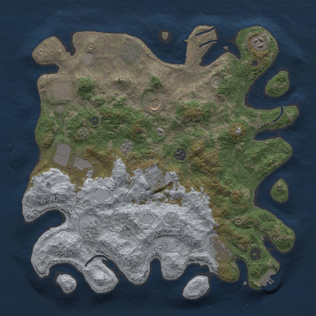 Rust Map: Procedural Map, Size: 3900, Seed: 14256, 17 Monuments