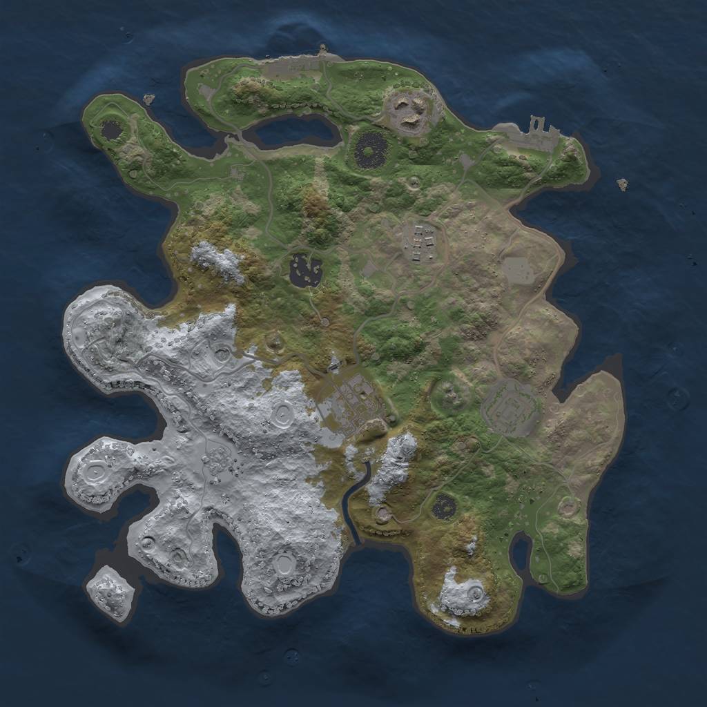 Rust Map: Procedural Map, Size: 3000, Seed: 15165, 12 Monuments