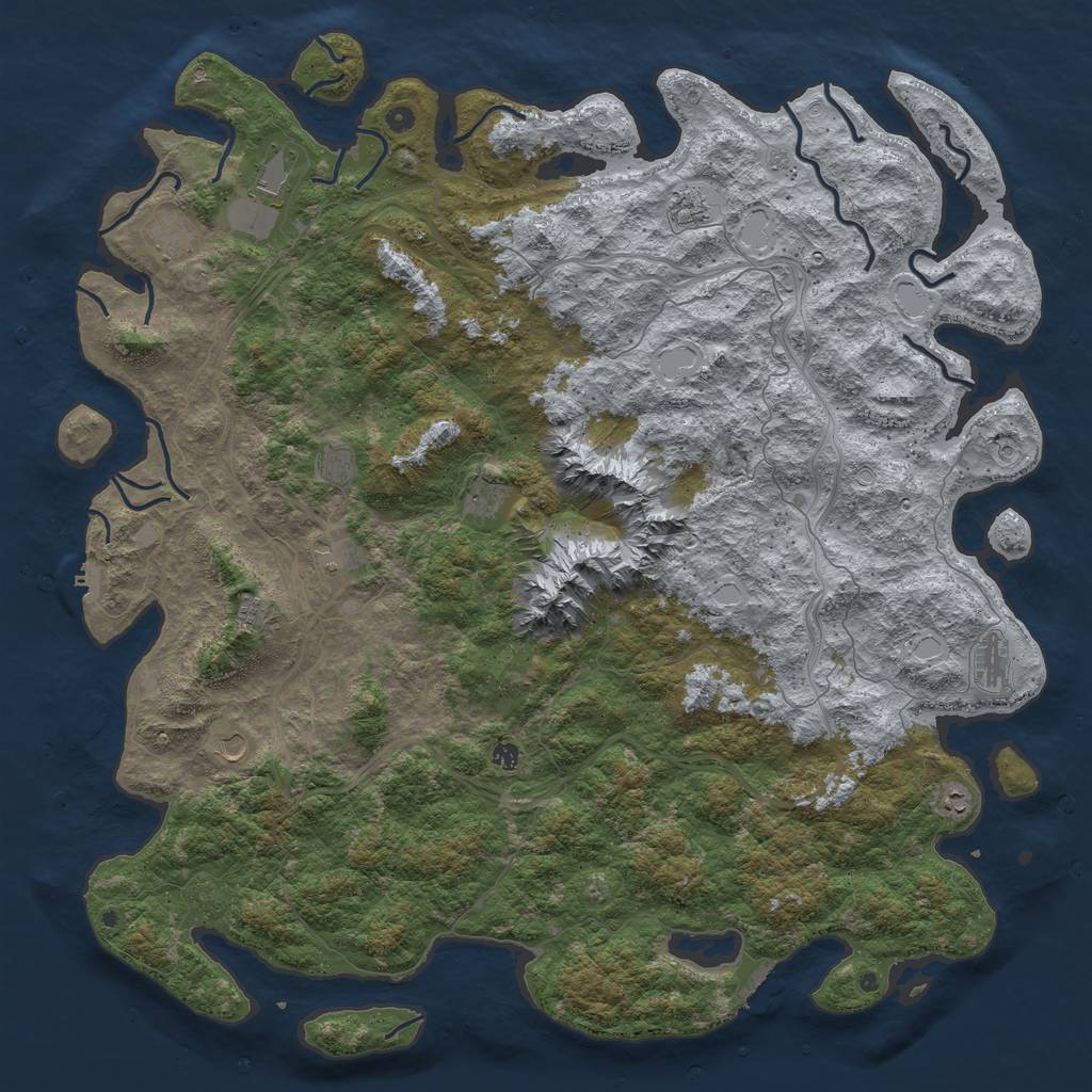 Rust Map: Procedural Map, Size: 6000, Seed: 20230423, 18 Monuments