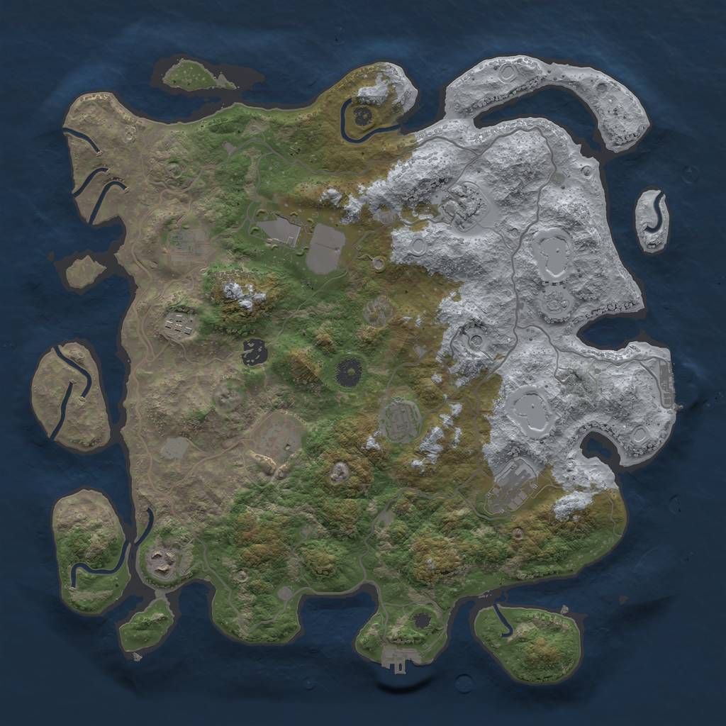 Rust Map: Procedural Map, Size: 4000, Seed: 271906037, 16 Monuments