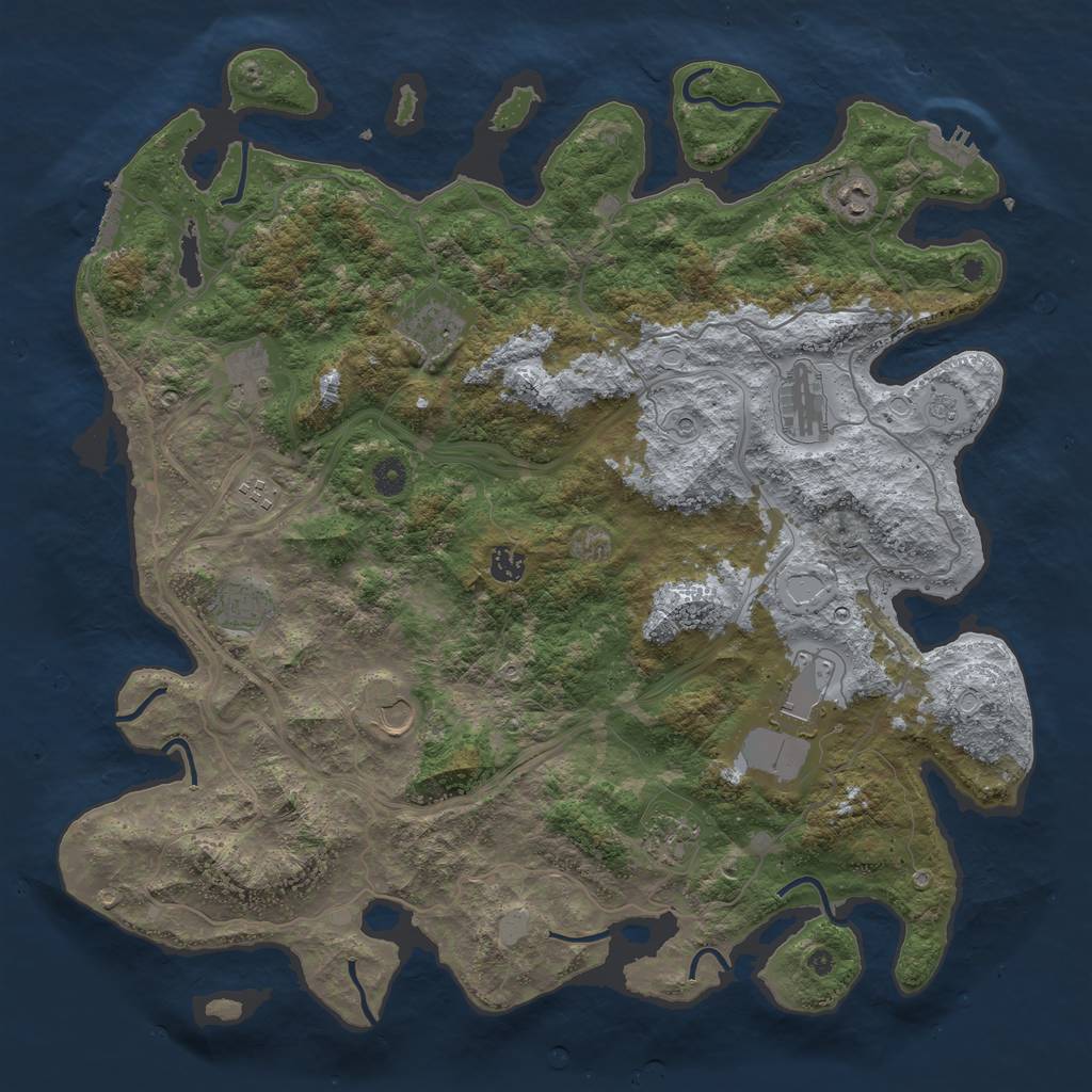Rust Map: Procedural Map, Size: 4500, Seed: 786505030, 17 Monuments