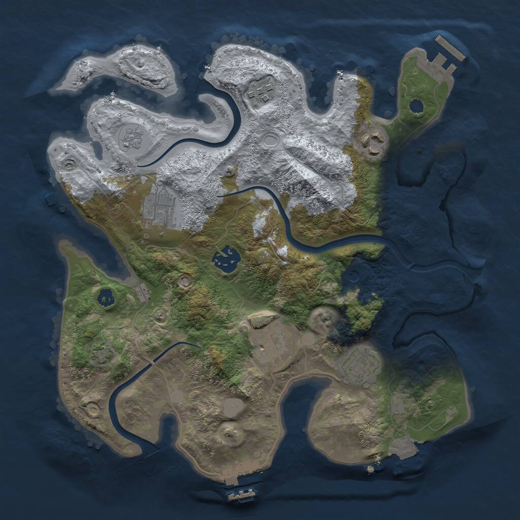 Rust Map: Procedural Map, Size: 3000, Seed: 13217, 12 Monuments